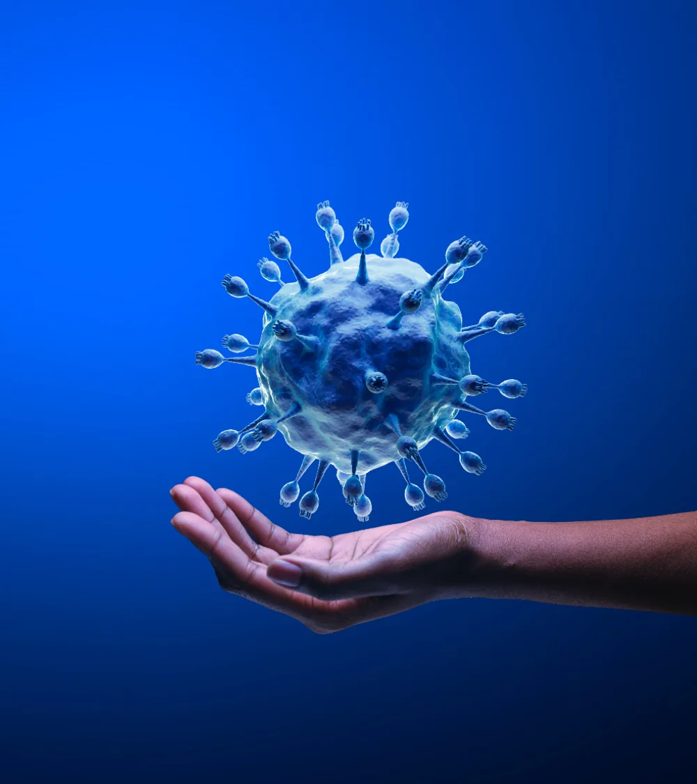 Lentivirus modeled above hand